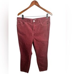 LOFT Women's Red High Waist Skinny Corduroy Stretch Pants Size 14